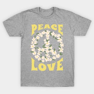 Floral Peace Sign and Love T-Shirt